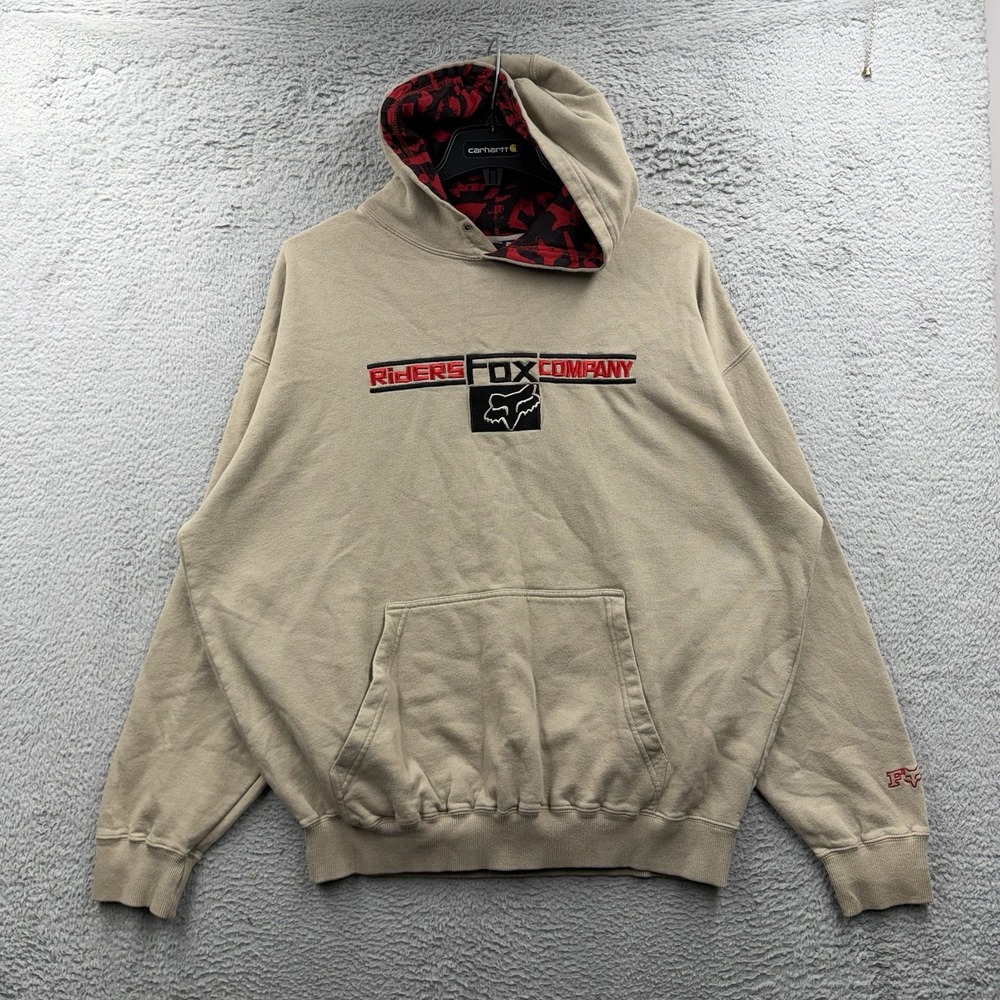 VTG Y2K Fox Racing Inc Hoodie Men's Size XXL Brown Pullover Motocross Y2K Baggy